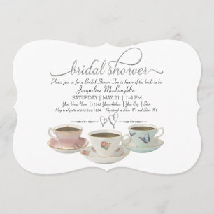 Invitación Purpurina plateado Faux Bridal Shower Tea Fiesta m