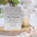 Invitación Purpurina plateado Glam Bat Mitzvah<br><div class="desc">Esta hermosa invitación incluye un patrón de purpurina y el texto de su personalizado. Utilice el formulario de plantilla para agregar su información.</div>