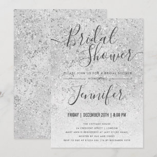 Invitación Purpurina plateado Glam Bridal Shower
