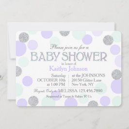 Invitación Purpurina plateado Lavender Seafoam Dots Baby Show