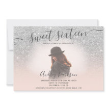 Purpurina plateado moda rosa rubor Dulce 16 foto