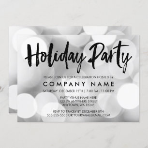 Invitación Purpurina plateado moderno alumbra fiesta navideña