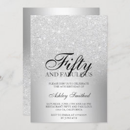 Invitación purpurina plateado oscuro metálico cincuenta fabul