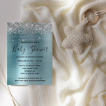 Purpurina plateado y Baby Shower de Relieve metali