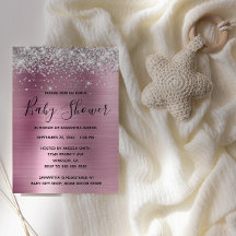 Purpurina plateado y Baby Shower de Relieve metali