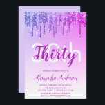 Invitación Purpurina Purple Sparkle 30 Fiesta de cumpleaños<br><div class="desc">Parking morado y rosado caliente y Purpurina de goteo Ombre Girly Fiesta de cumpleaños número 30 Invitación a fiesta de cumpleaños. Esta moderna invitación de 30º cumpleaños es perfecta para una Fiesta glamurosa Purpurina Girly que busca celebrar con estilo. Póngase en contacto con el diseñador para que coincida con los...</div>