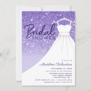 Invitación Purpurina púrpura Boda vestir Moda ducha de novia