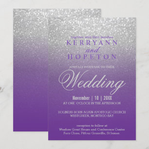 Invitación Purpurina púrpura e SIlver
