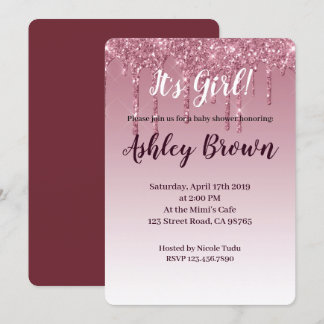 Invitación purpurina púrpura es chica bebé bling invitar