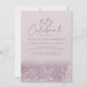Invitación Purpurina púrpura Lilac elegante cumpleaños único
