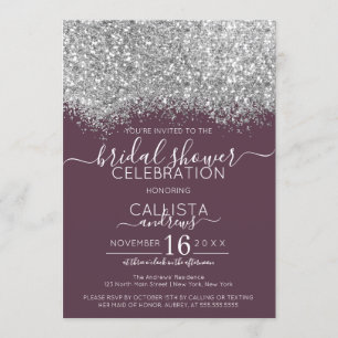 Invitación Purpurina púrpura plateado Confetti Bridal Shower
