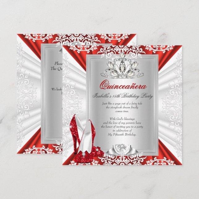 Invitación Purpurina Quinceanera 15º Partido de Cumpleaños Ro (Anverso / Reverso)