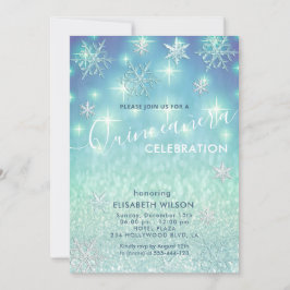 Invitación Purpurina Quinceañera de copos de nieve de inviern