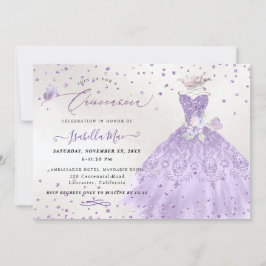 Invitación Purpurina Quinceanera Lilac Morado Gown