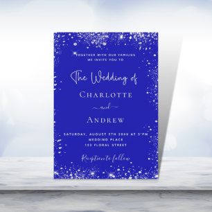 Invitación Purpurina real azul plateado despierta boda