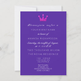 Invitación Purpurina Real de Cobalto Púrpura RosaCrown 16ª No