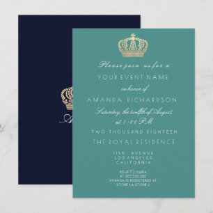 Invitación Purpurina Real de la Corona de Oro de la Marina de