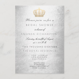 Invitación Purpurina Real de la Corona de Oro Gris Plateado D