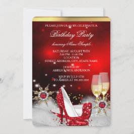 Invitación Purpurina Red High Heel Shoes Silver Gold Champagn