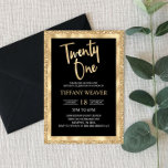 Invitación Purpurina Relieve metalizado dorado Veintiún cumpl<br><div class="desc">Esta es una invitación de 21 años con un purpurina de oro y diseño de Relieve metalizado. oro blanco negro brillante brillantemente brillante chica chica muchacho chicos 21 21 veintiún veintiuno veintiuno veintiuno</div>