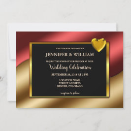 Invitación purpurina rojo de lujo moderno corazones Boda