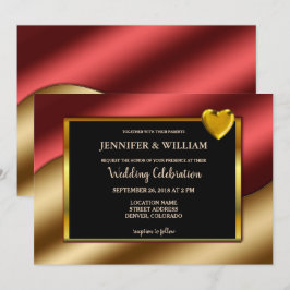 Invitación purpurina rojo de lujo moderno corazones Boda