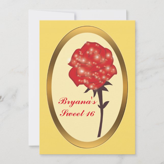 Invitación Purpurina Rojo Rosa  Fiesta elegante (Anverso)