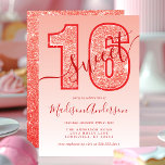 Invitación Purpurina Rojo Script Dulce Dulce 16 Fiesta de cum<br><div class="desc">Guión de Purpurina Rojo Dulce Invitación a fiesta de cumpleaños 16. Este diseño de moda se acentúa con un tono purpurina en un entorno sombrío. Personalice este diseño personalizado con sus propios detalles.</div>