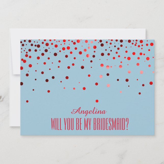 Invitación Purpurina Rojo ¿Serás mi dama de honor? (Anverso)