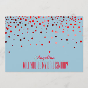 Invitación Purpurina Rojo ¿Serás mi dama de honor?