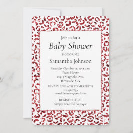 Invitación Purpurina rojo Sparkle Leopard Print