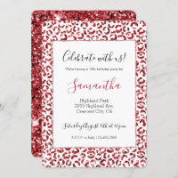 Purpurina rojo Sparkle Leopard Print