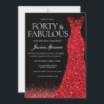 Invitación Purpurina Rojo vestido Fiesta de cumpleaños 40<br><div class="desc">Invitación a la fiesta de cumpleaños 40 del Purpurina Rojo Vestido Rojo - 40 y Fabulosas Variaciones a la invitación y artículos coincidentes en nuestra tienda</div>