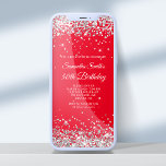 Invitación Purpurina rojo y plateado 50 cumpleaños<br><div class="desc">Una glamorosa invitación de 50 años para su descarga impresa o digital. Purpurina plateado fino y brillante con destellos contra un fondo rojo brillante de color sólido. Personalizar la caligrafía y los estilos de fuente, color y tamaño necesarios para crear tu propia invitación para su glamorosa celebración de hito. Todos...</div>