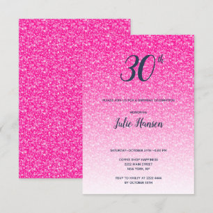 Invitación Purpurina Rosa 30 cumpleaños