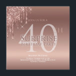 Invitación Purpurina Rosa 40 cumpleaños sorpresa<br><div class="desc">Es hora de celebrar y esta invitación hará que su fiesta vaya en la dirección correcta. Este diseño presenta tipografía personalizado y purpurina de goteo rosa. ¡Mucho brillo!</div>