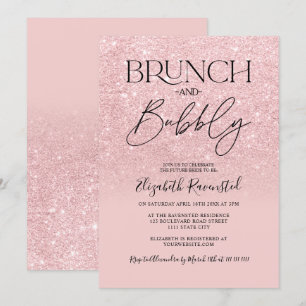 Invitación Purpurina rosa brunch de moda burbujeante ducha de