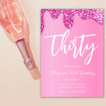 Invitación Purpurina Rosa Caliente 30 Fiesta de cumpleaños<br><div class="desc">¡Prepárate para hacer recuerdos que brillen y brillen! Nuestra Glittering Invitación de la Fiesta de Cumpleaños 30 Rosa es la manera perfecta de marcar el tono para una celebración inolvidable. Esta impresionante invitación presenta un diseño cautivador con gotas rosas calientes de purpurina que caen gratamente desde lo alto, añadiendo un...</div>
