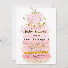 Invitación Purpurina rosa Chica de calabaza Baby Shower