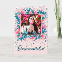 Purpurina rosa Confetti Floral Español Quinceañera