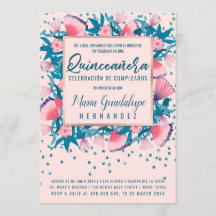Purpurina rosa Confetti Floral Español Quinceañera