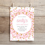 Invitación Purpurina Rosa Confetti Jugador Cumpleaños<br><div class="desc">Esta divertida invitación a la fiesta de cumpleaños de purpurinas de confetti incluye un purpurina brillante de oro falso y el texto de su personalizado. Hay opciones adicionales para texto y diseño disponibles si elige un personalizar más detallado.</div>