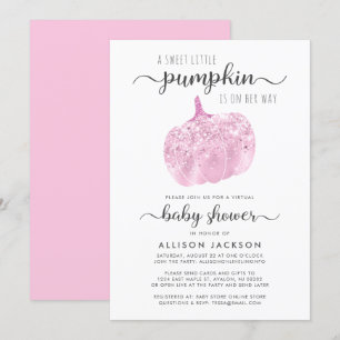 Invitación Purpurina rosa de calabaza virtual parkle Baby Sho