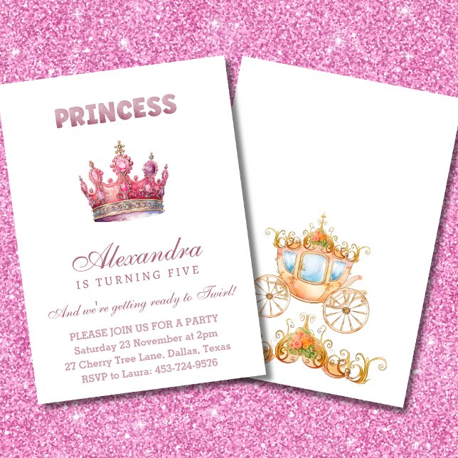 Invitación Purpurina Rosa de la Corona de la Princesa, Fairyt (Subido por el creador)