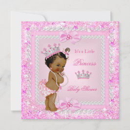 Invitación Purpurina rosa de la princesa étnica Baby Shower T