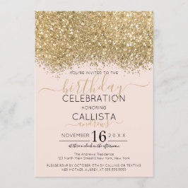 Invitación Purpurina rosa de lujo moderno Confetti Cumpleaños