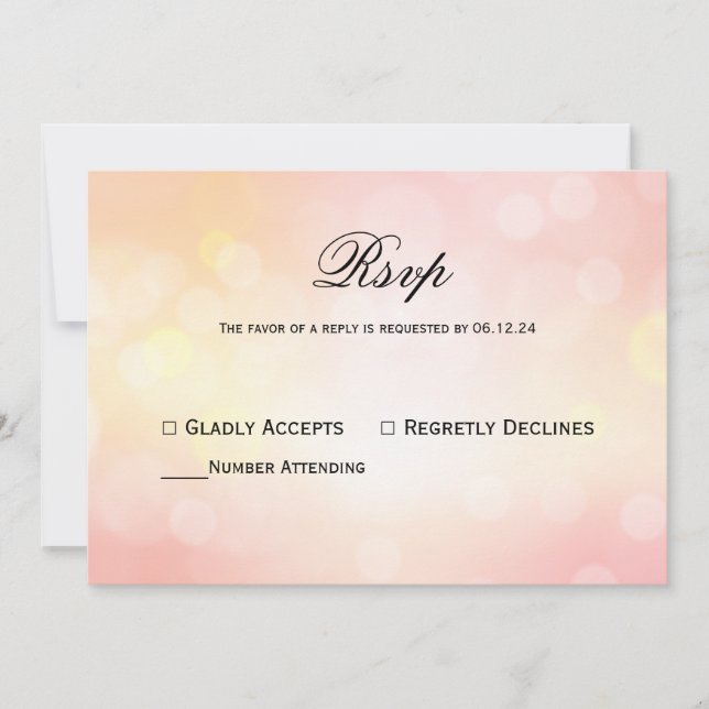 Invitación Purpurina rosa de lujo Respuesta de Boda ligero de (Anverso)
