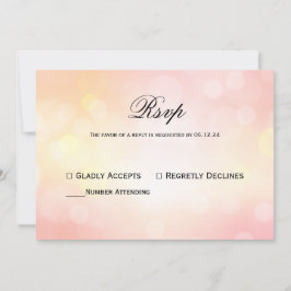 Invitación Purpurina rosa de lujo Respuesta de Boda ligero de