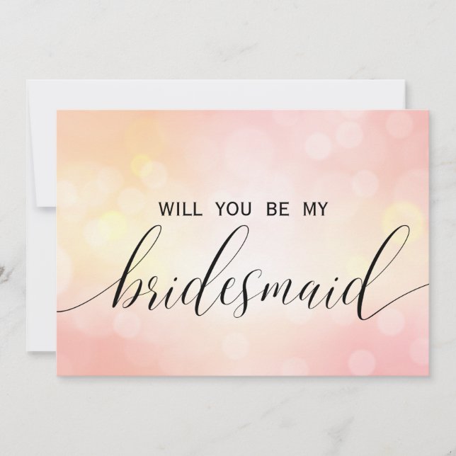 Invitación Purpurina Rosa De Lujo Serás Mi Novia (Anverso)