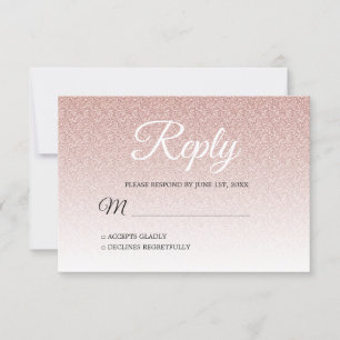 Invitación Purpurina rosa de moda Ombre RSVP